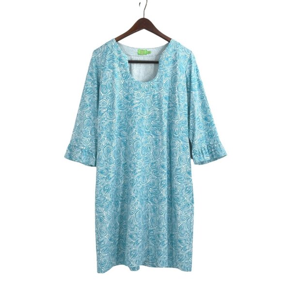 Katherine Way Dresses & Skirts - NWT Katherine Way Womens UPF 50+ Blue Swirl Dress 2XL Resort Golf Nautical